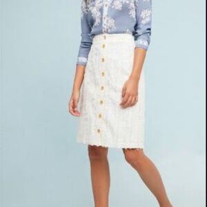 Byron Lars | White Textured Button Down Skirt 6